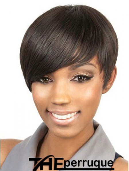 Perruques Afro-Américaines Brunes Courtes Boycuts Droites