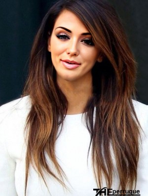 Full Lace Long Brown Layered Straight Black Woman Hair Girls