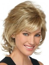 Perruques pour femmes classiques blondes avec avant en dentelle mono couches coupe longueur de menton perruques synthétiques