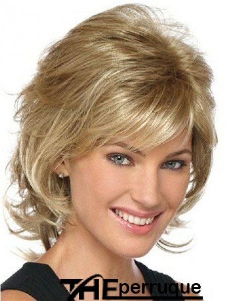 Perruques pour femmes classiques blondes avec avant en dentelle mono couches coupe longueur de menton perruques synthétiques