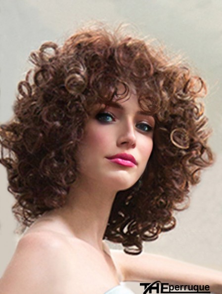 Perruques synthétiques pour dames Longueur d'épaule Style bouclé Coupe en couches