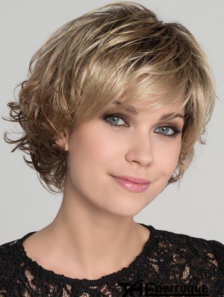 Perruques synthétiques courtes ondulées blondes idéales