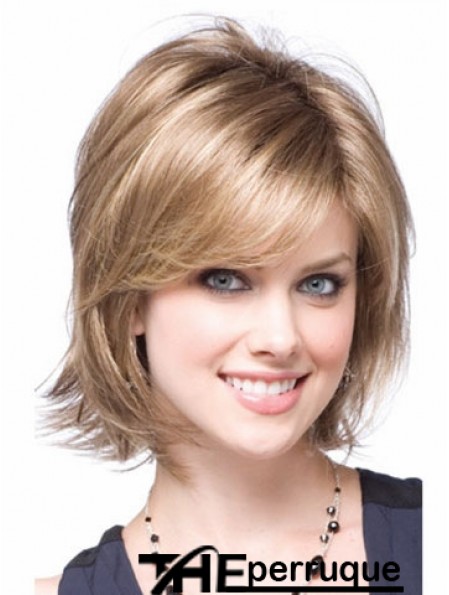 Synthétique avec longueur de menton sans capuchon Couleur blonde Coupe en couches