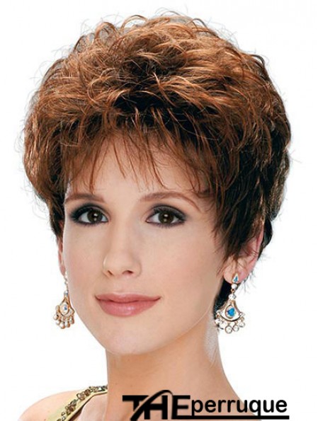 Perruque de dame classique avec une longueur courte de style bouclé synthétique sans capuchon