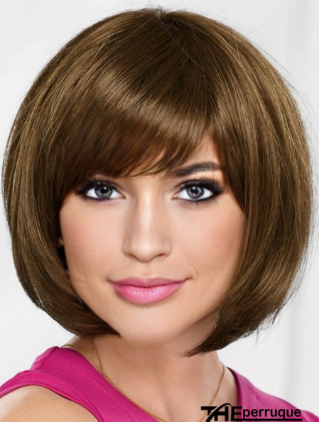 10 pouces de longueur de menton blonde droite en ligne Bob perruques