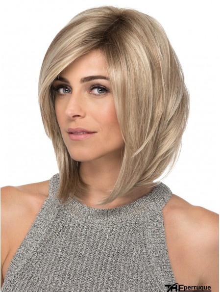 Front de dentelle 12 pouces droite blonde avec frange perruques dames