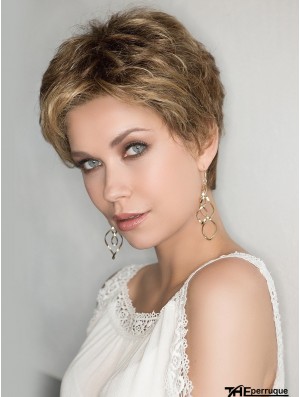 Mode Blonde 100% Noué À La Main 4 pouces Bouclés Bouclés Perruques Synthétiques Pour Les Femmes