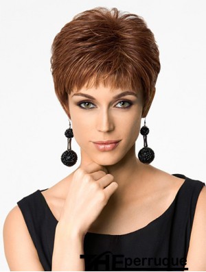 Coiffures 4 pouces droite Auburn Boycuts perruques courtes