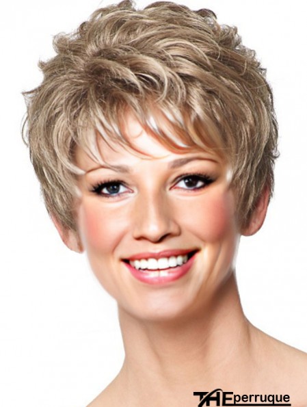 Perruques synthétiques avant de dentelle avec la longueur courte capless de style ondulé