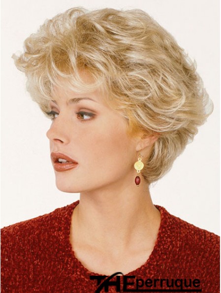 Perruques synthétiques de coupe classique de longueur courte de couleur blonde pour les vieilles femmes