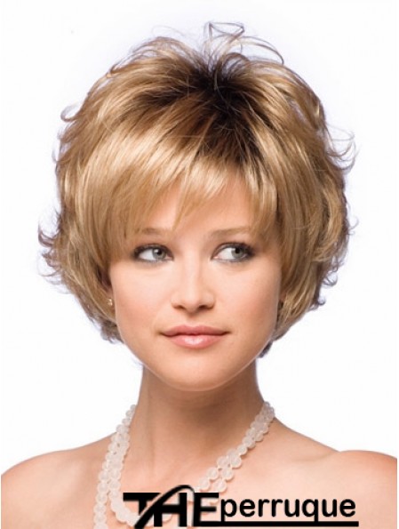 Cheveux synthétiques au Royaume-Uni avec une couleur blonde courte sans capuchon
