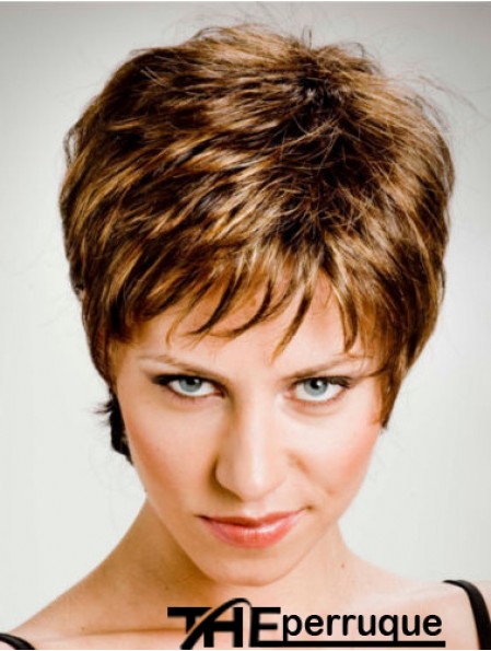 Boycuts Cropped Capless Auburn Wavy Synthetic Wigs
