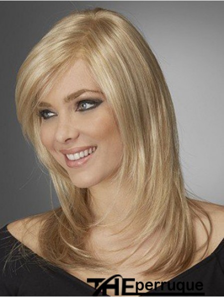 Le meilleur Perruques synthétiques confortables avec frange Monofilament Couleur blonde Style ondulé