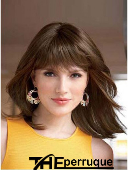 Droite avec frange Longueur d'épaule Auburn Style Lace Front Wigs