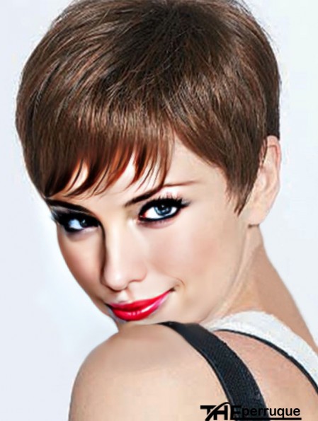 Sassy Auburn Cropped Boycuts Straight Glueless Lace Front Wigs