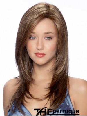 Synthétique plein de cheveux longs perruques style ondulé monofilament couleur brune