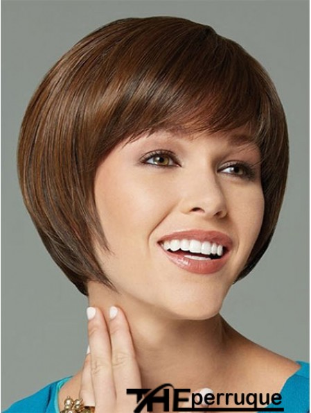 Perruques synthétiques courtes Bobs Straight Brown Top