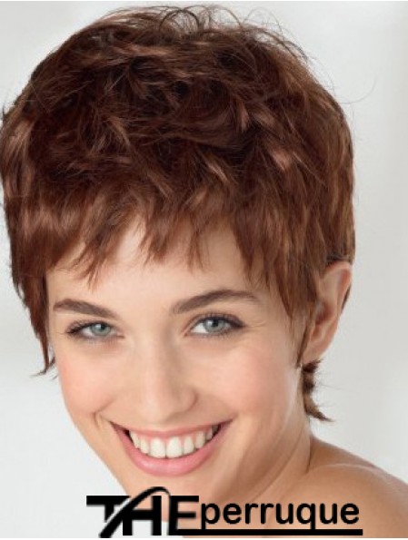 Perruques courtes exquises ondulées Auburn Boycuts de 6 pouces