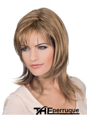 Longueur d'épaule Blonde Layered Wavy Perfect Full Lace Wigs