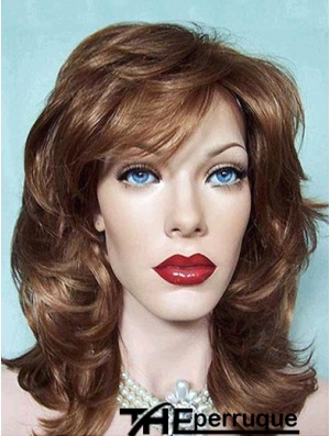 Wavy Layered Shoulder Length Brown Good Lace Front Perruques