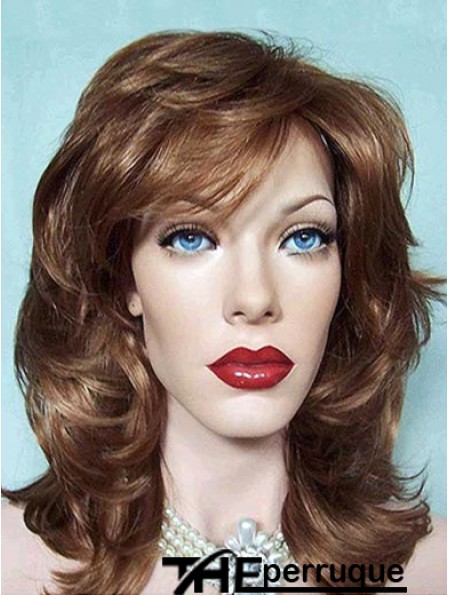 Wavy Layered Shoulder Length Brown Good Lace Front Perruques