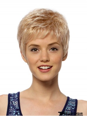 Flexibilité 4 pouces droite Blonde Boycuts perruques courtes