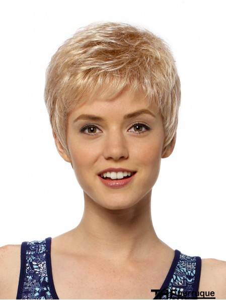 Flexibilité 4 pouces droite Blonde Boycuts perruques courtes