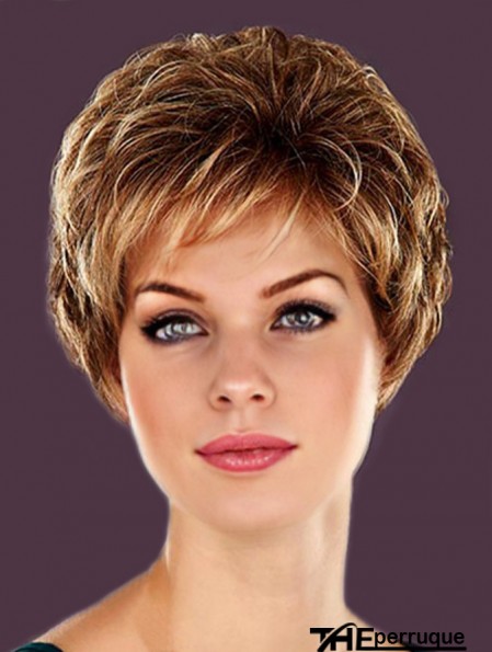Coiffures Blonde Cropped Layered Wavy Glueless Lace Front Wigs