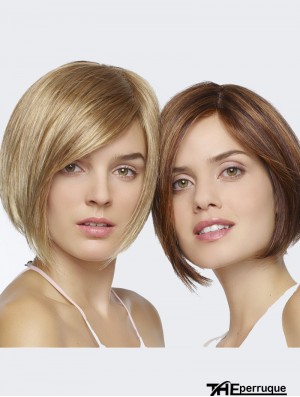 Perruques Bob pratiques de longueur de menton blonde 8  inchavant de dentelle