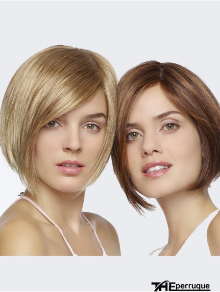 Perruques Bob pratiques de longueur de menton blonde 8  inchavant de dentelle