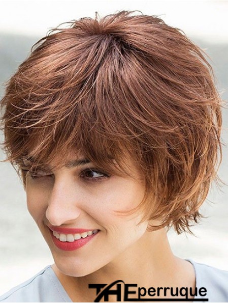 Flexibilité Brun Longueur de menton couches droites sans colle Lace Front perruques mono synthétiques