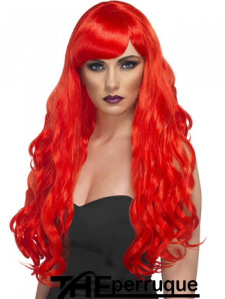 Wavy With Bangs Lace Front Incroyable 24 pouces rouge longues perruques