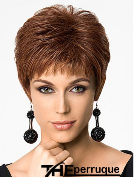 Remise 6  inchStraight Auburn Boycuts Perruques Courtes