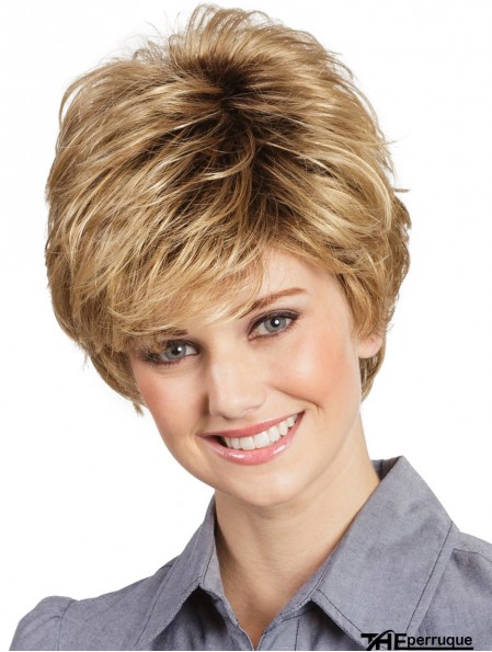 Boycuts Wavy Capless Blonde 8 pouces perruques courtes pour les femmes