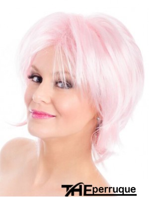 Perruque capless rose droite 8 pouces Bobs Fashion