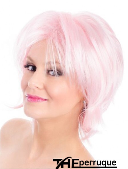 Perruque capless rose droite 8 pouces Bobs Fashion