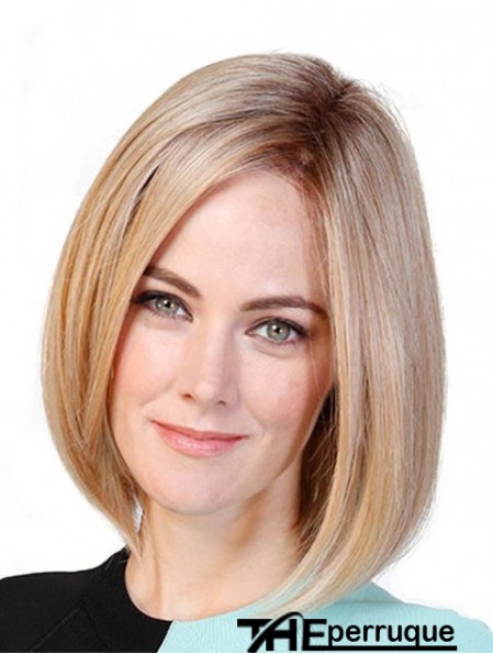 Straight Bobs Blonde 11  inchMonofilament Cancer Patient Wigs