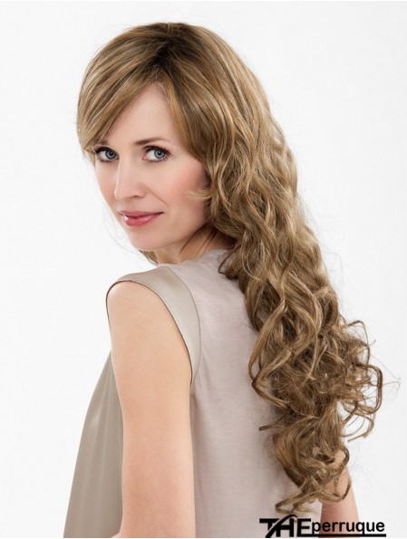 Brown Long Synthetic 20  inchCurly With Bangs Cheap Lace Front Wigs
