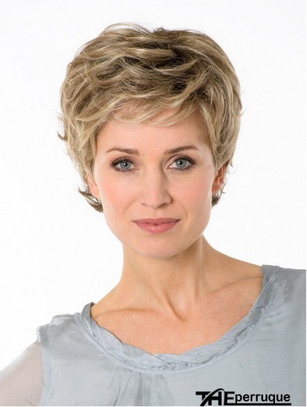 Blonde Boycuts Cropped 7  inchWavy Synthetic Monofilament Cheap Wigs