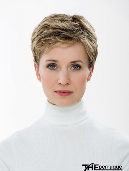 Synthétique Capless 4 pouces Boycuts Straight Blonde Short Hair Styles