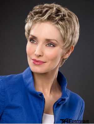 Synthétique Lace Front 4 pouces Boycuts Straight Blonde Short Hairstyles For Women