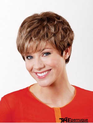 Synthétique capless 6  inchboycuts droite perruque de cheveux courts en cuivre