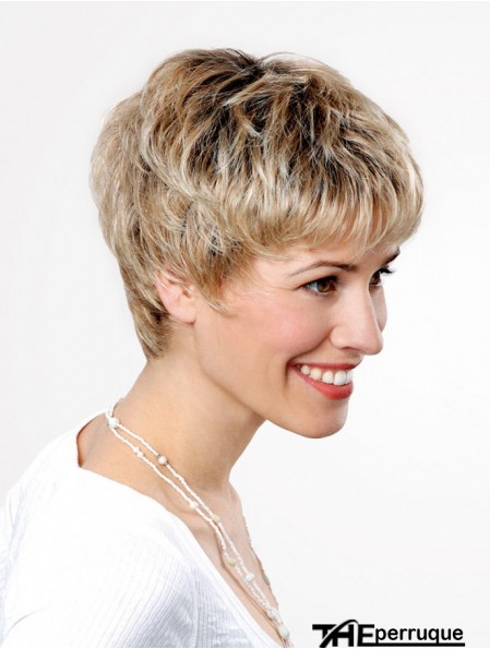 Synthétique Lace Front 6 pouces Boycuts Droite Blonde Dames Perruques Courtes
