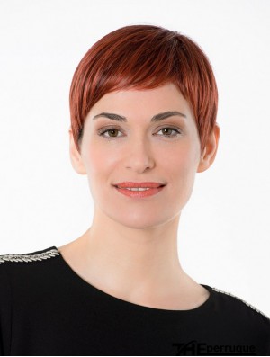 Boycuts droits capless cheveux synthétiques recadrés en cuivre de 4 pouces