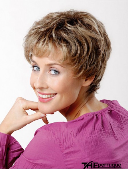 Straight Boycuts Capless 7 pouces Brown Cropped Best Synthetic Wigs
