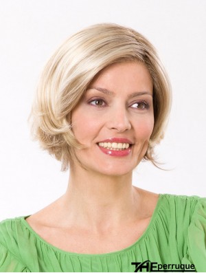 9  inchdroite platine blonde synthétique menton longueur avant de lacet Bob perruques de mode