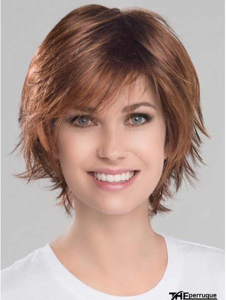 Perruque Mono Auburn droite avec frange 8 pouces