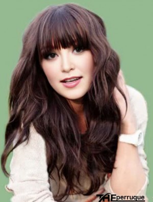 Cheveux longs  perruques longue couleur brune avec frange monofilament
