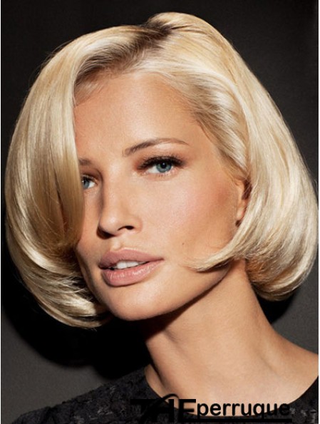 Perruque Bob exquise blonde droite longueur de menton avant en dentelle
