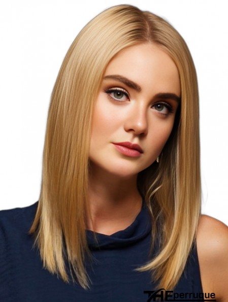 Perruque avant droite en dentelle de cheveux monofilament brésilien remy blonde longue